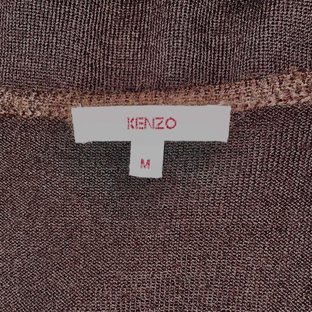 Vintage Kenzo Embroidered Sweater Med Fair Isle V-Neck Floral Appliqué Mohair - Picture 6 of 8